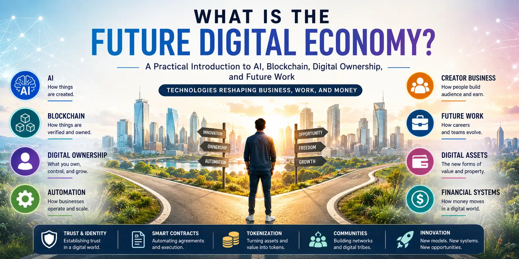 What Is the Future Digital Economy? A Practical Introduction to AI, Blockchain, Digital Ownership, and Future Work