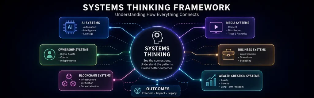 systems thinking framework for future work, AI, digital ownership, and wealth creation